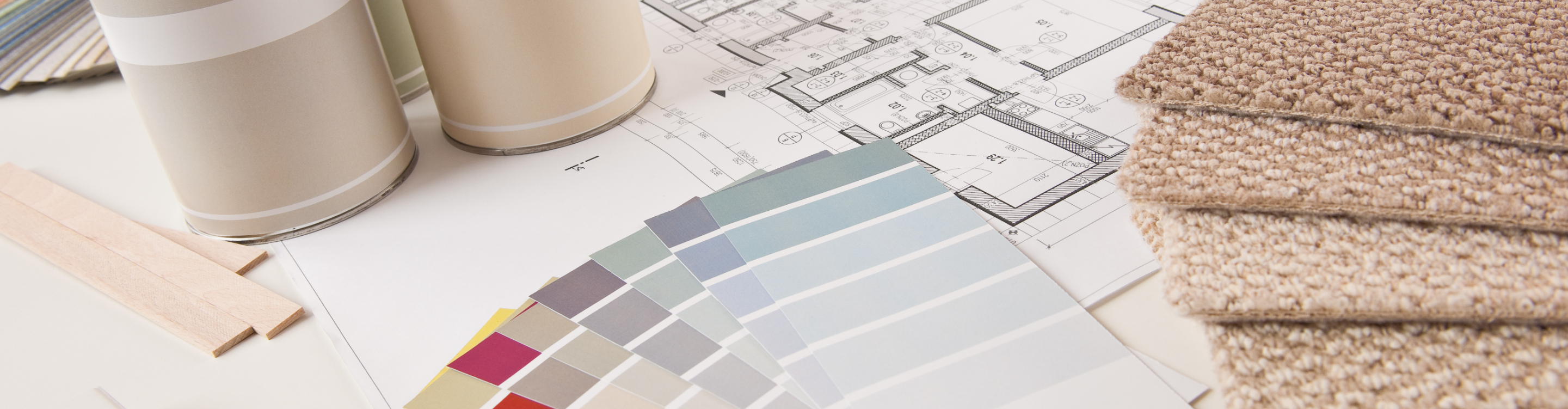 design services with paint swatches and room measurements